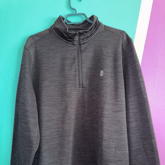 Black/Grey Izod Golf Long Sleeve Zip-Up Sweater, Size L - Picture 1 of 3